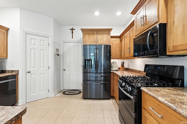 1208 Phaeton Way, Auburn, IN 46706 - kitchen featuring black appliances, light tile patterned floors, and recessed lighting