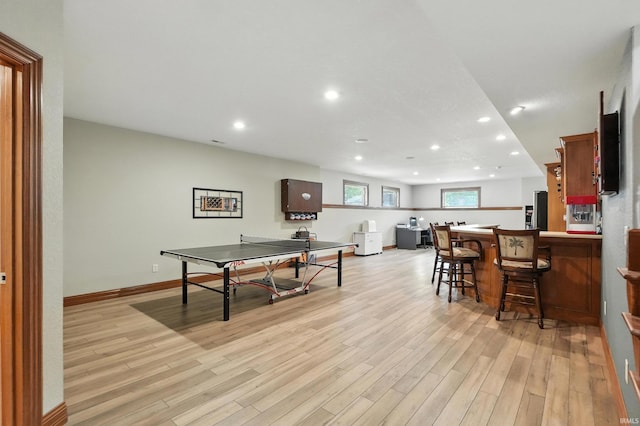 1208 Phaeton Way, Auburn, IN 46706 - rec room with recessed lighting, a bar, and light wood finished floors