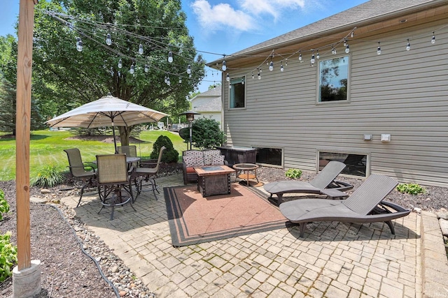 1208 Phaeton Way, Auburn, IN 46706 - view of patio featuring a fire pit and outdoor dining area