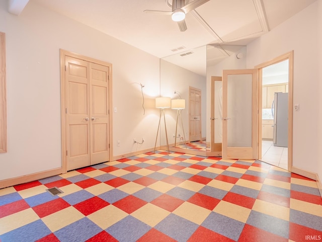 8018 Inverness Lakes Trl, Fort Wayne, IN 46804 - unfurnished bedroom with freestanding refrigerator and a ceiling fan