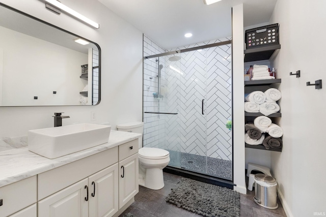 9628 Trading Post Rd, Leo, IN 46765 - full bathroom featuring vanity, a stall shower, and recessed lighting