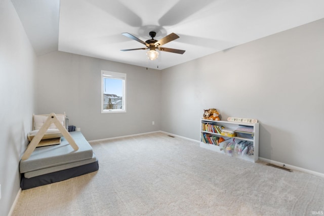 9628 Trading Post Rd, Leo, IN 46765 - recreation room featuring a ceiling fan and carpet