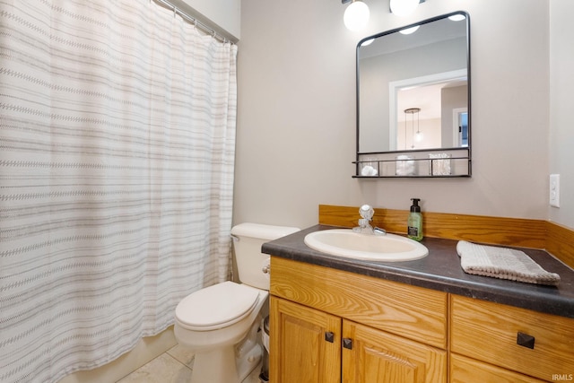 9628 Trading Post Rd, Leo, IN 46765 - full bath with vanity, curtained shower, and tile patterned flooring