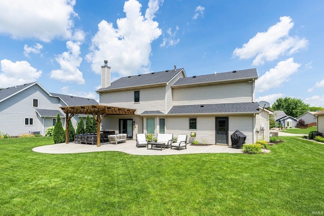 9628 Trading Post Rd, Leo, IN 46765 - back of property with a pergola, a patio area, a lawn, and an outdoor living space
