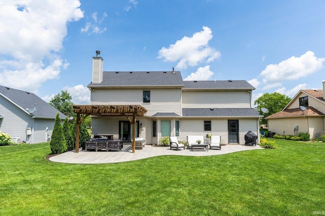 9628 Trading Post Rd, Leo, IN 46765 - back of property with a pergola, a yard, a patio area, and outdoor lounge area