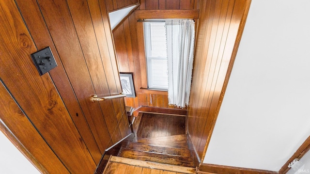 1607 Franklin Ave, Fort Wayne, IN 46808 - staircase with wood walls