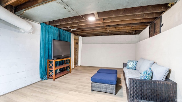1607 Franklin Ave, Fort Wayne, IN 46808 - unfinished basement with wood finished floors and concrete block wall