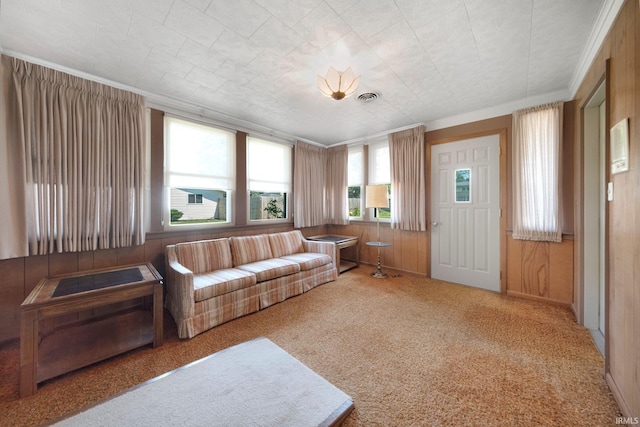 1202 Park Ave, New Haven, IN 46774 - carpeted living room featuring crown molding