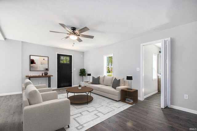 10059 Jefferson Rd, Osceola, IN 46561 - living room with a ceiling fan and dark wood-style floors