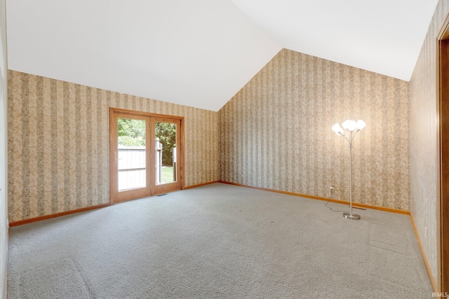 1102 Cabriolet Blvd, Auburn, IN 46706 - additional living space featuring wallpapered walls, vaulted ceiling, and carpet