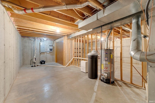 1102 Cabriolet Blvd, Auburn, IN 46706 - unfinished below grade area featuring water heater, electric panel, and a water softener system
