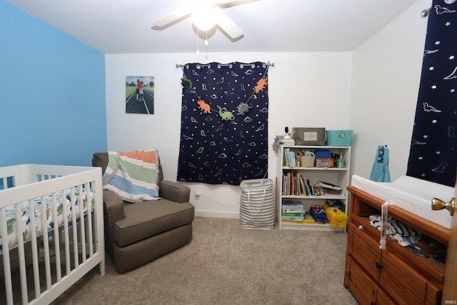 1015 W Battell St, South Bend, IN 46545 - bedroom with carpet flooring, a nursery area, and a ceiling fan