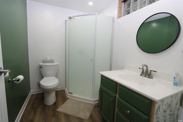 1015 W Battell St, South Bend, IN 46545 - full bath featuring wood finished floors, vanity, a stall shower, and recessed lighting