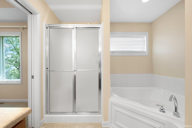 12828 Palazzo Blvd, Fort Wayne, IN 46845 - bathroom featuring a stall shower, vanity, and a garden tub