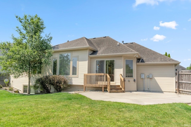 12828 Palazzo Blvd, Fort Wayne, IN 46845 - rear view of house featuring a patio area, a deck, and roof with shingles