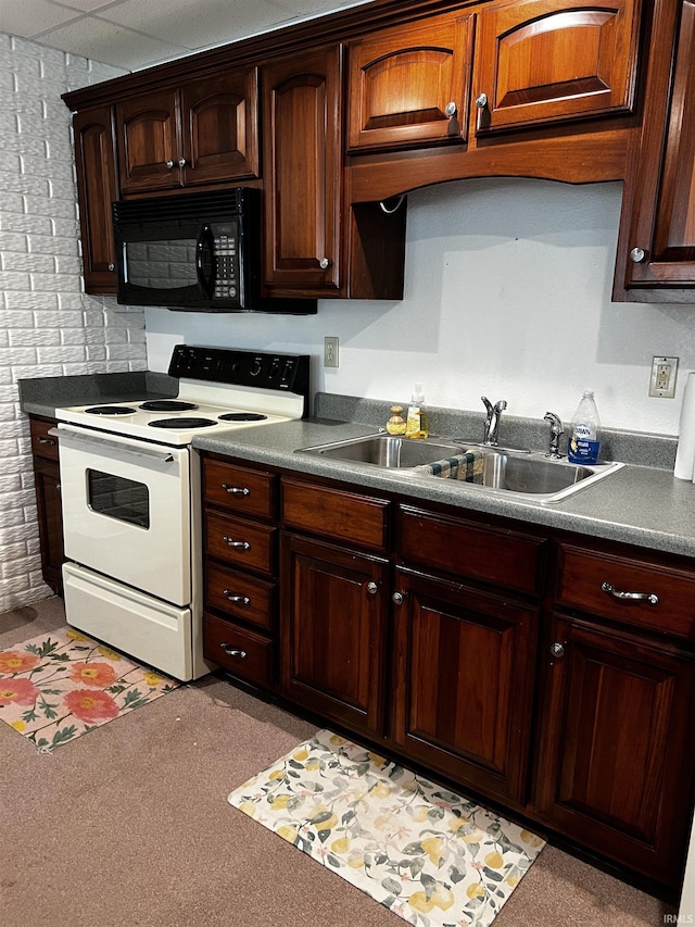 348 N Birdie Ln, Montgomery, IN 47558 - kitchen featuring white electric range and black microwave