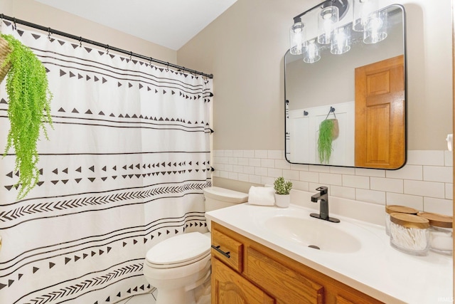 9026 Wallen Ln, Fort Wayne, IN 46825 - bathroom with vanity, decorative backsplash, and curtained shower