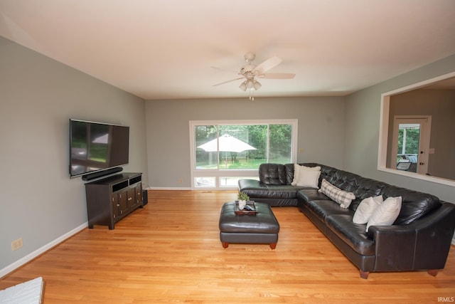 3801 W Capilano Dr, West Lafayette, IN 47906 - living room with healthy amount of natural light, light wood-style floors, and ceiling fan