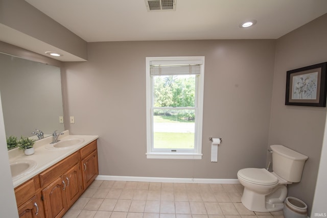 3801 W Capilano Dr, West Lafayette, IN 47906 - bathroom with double vanity, recessed lighting, and tile patterned floors