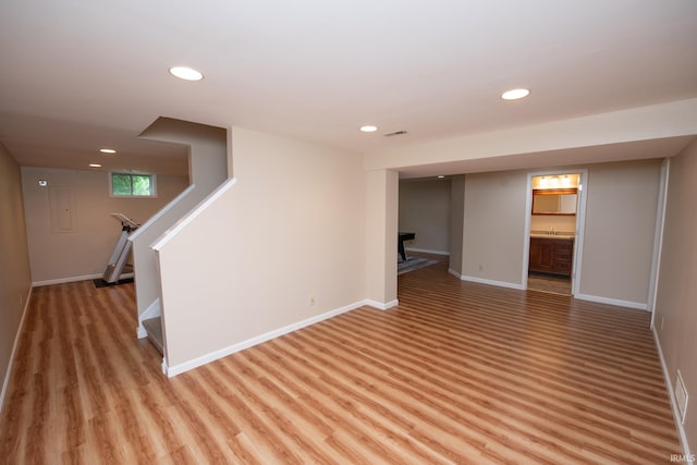 3801 W Capilano Dr, West Lafayette, IN 47906 - basement with light wood-style flooring and recessed lighting