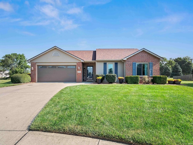 803 Larkwillow Ct, Huntertown, IN 46748 - ranch-style home with brick siding, a garage, and concrete driveway