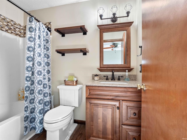 803 Larkwillow Ct, Huntertown, IN 46748 - full bathroom featuring vanity, wood finished floors, and shower / bathtub combination with curtain