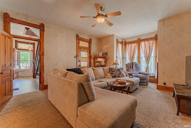 240 Elm St, Wabash, IN 46992 - living room featuring a ceiling fan and baseboards