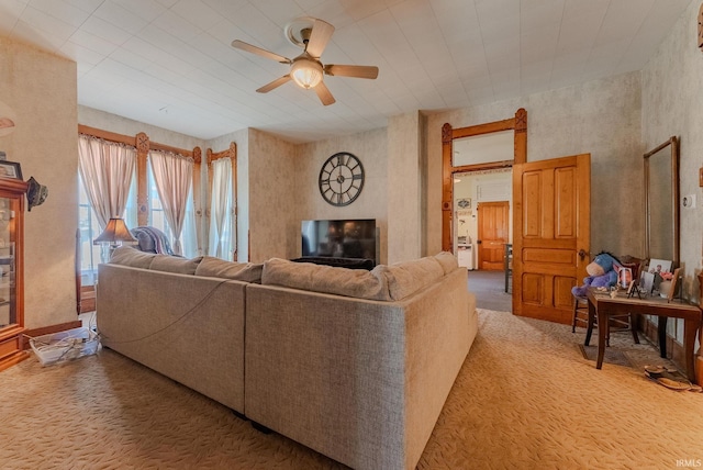 240 Elm St, Wabash, IN 46992 - living room featuring a ceiling fan and light colored carpet