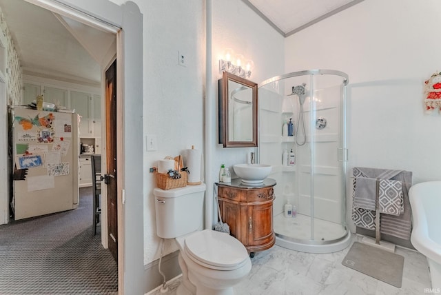 240 Elm St, Wabash, IN 46992 - full bath with a stall shower, vanity, and marble finish flooring