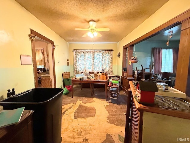 819 Race St, Logansport, IN 46947 - dining area featuring a ceiling fan and a textured ceiling