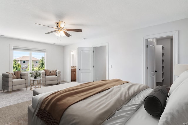 3032 Treviso Way, Fort Wayne, IN 46814 - bedroom with carpet floors, connected bathroom, and a ceiling fan