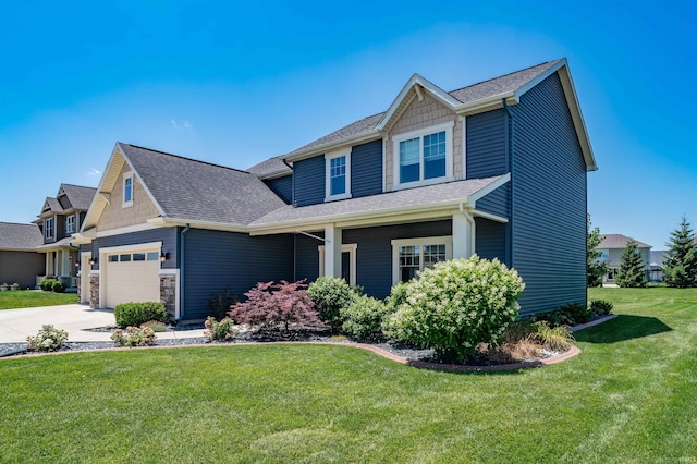 3032 Treviso Way, Fort Wayne, IN 46814 - craftsman inspired home with an attached garage, a front yard, roof with shingles, and driveway