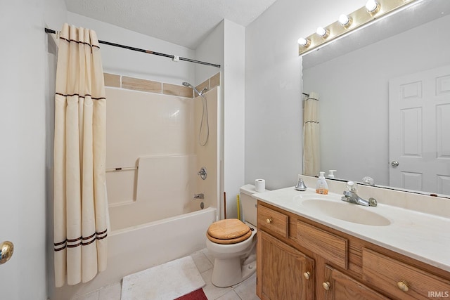 323 E Pine Ave, West Lafayette, IN 47906 - full bathroom with shower / bathtub combination with curtain, vanity, tile patterned floors, and a textured ceiling