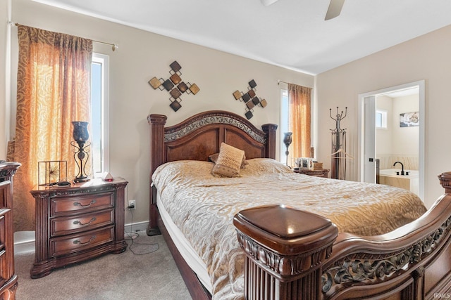 12116 Fazio Dr, Fort Wayne, IN 46818 - bedroom featuring carpet flooring, ensuite bathroom, and a ceiling fan
