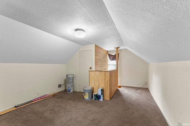 7201 Baer Rd, Fort Wayne, IN 46809 - bonus room with carpet flooring, lofted ceiling, and a textured ceiling