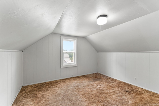 7201 Baer Rd, Fort Wayne, IN 46809 - bonus room with lofted ceiling, carpet, and a textured ceiling