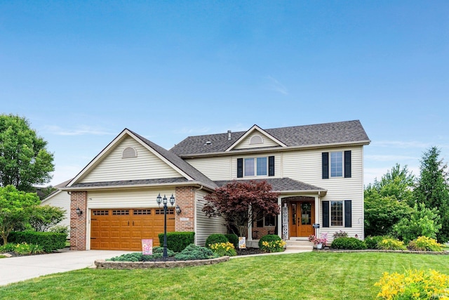 2608 Creeping Phlox Cv, Fort Wayne, IN 46818 - traditional home featuring driveway, an attached garage, a front yard, and brick siding