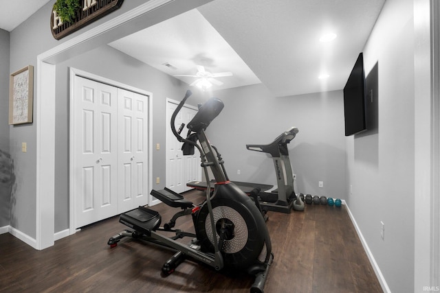 2608 Creeping Phlox Cv, Fort Wayne, IN 46818 - workout room featuring wood finished floors and a ceiling fan