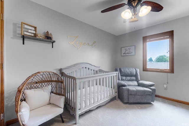 2608 Creeping Phlox Cv, Fort Wayne, IN 46818 - bedroom with carpet, a crib, and ceiling fan