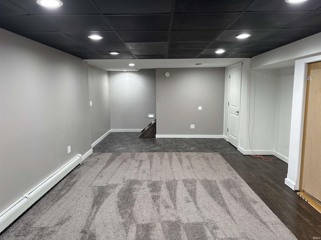 140 W 100 S Rd, Lagrange, IN 46761 - finished basement featuring a baseboard heating unit, wood finished floors, and recessed lighting