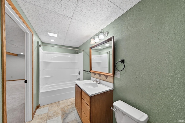 20860 Wyngate Court 20860Wyngate Ct S Bend, In 46614-5178, South Bend, IN 46614 - full bath with a textured wall, vanity, shower / bathtub combination, a drop ceiling, and stone finish flooring