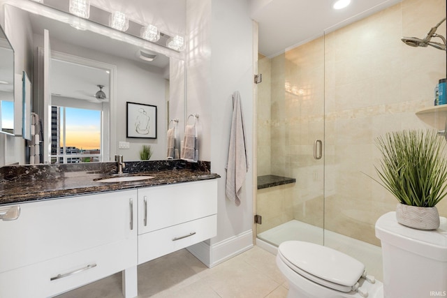 203 E Berry St Unit 1004, Fort Wayne, IN 46802 - bathroom with vanity, tile patterned floors, and a shower stall