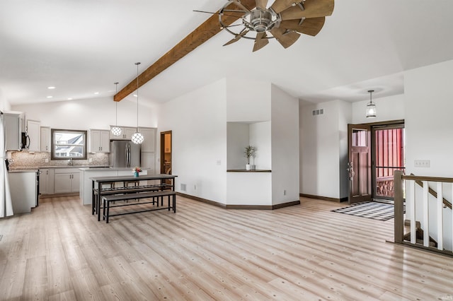 8622 Alamasa Pl, Fort Wayne, IN 46835 - living room with ceiling fan, light wood-style floors, and recessed lighting