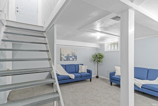 1323 Lincolnway E, Mishawaka, IN 46544 - stairs with carpet and a textured ceiling