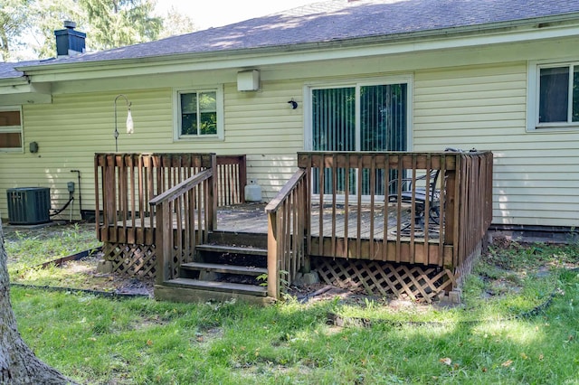 4648 Parkerdale Dr, Fort Wayne, IN 46815 - back of property featuring a chimney, a deck, and roof with shingles