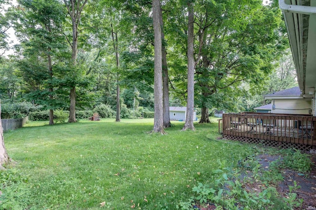 4648 Parkerdale Dr, Fort Wayne, IN 46815 - view of grassy yard featuring a wooden deck