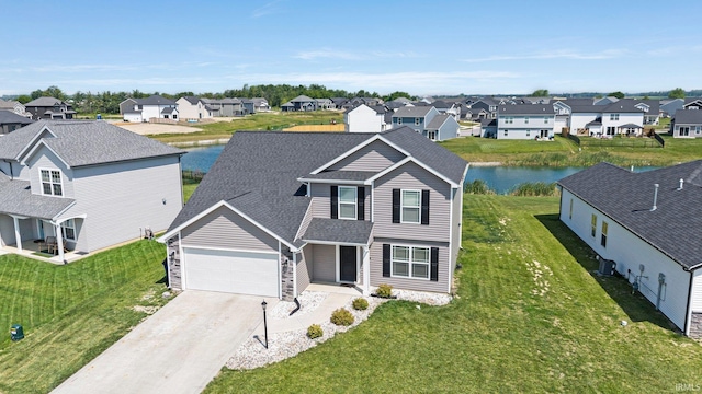 13072 Halen Hill Ct, Fort Wayne, IN 46818 - traditional-style home with a residential view, an attached garage, and a water view