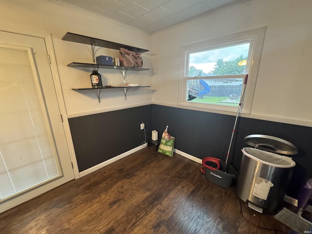 808 19th St, Logansport, IN 46947 - unfurnished room with crown molding and dark wood-style floors