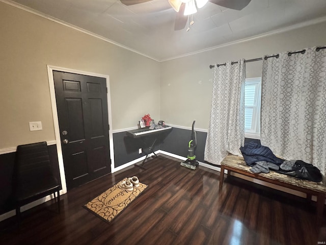 808 19th St, Logansport, IN 46947 - living area featuring wood finished floors, ceiling fan, and crown molding
