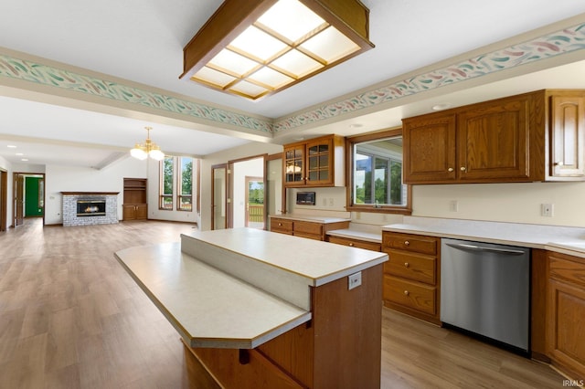6625 Union Chapel Rd, Fort Wayne, IN 46845 - kitchen with dishwasher, plenty of natural light, brown cabinets, and light countertops